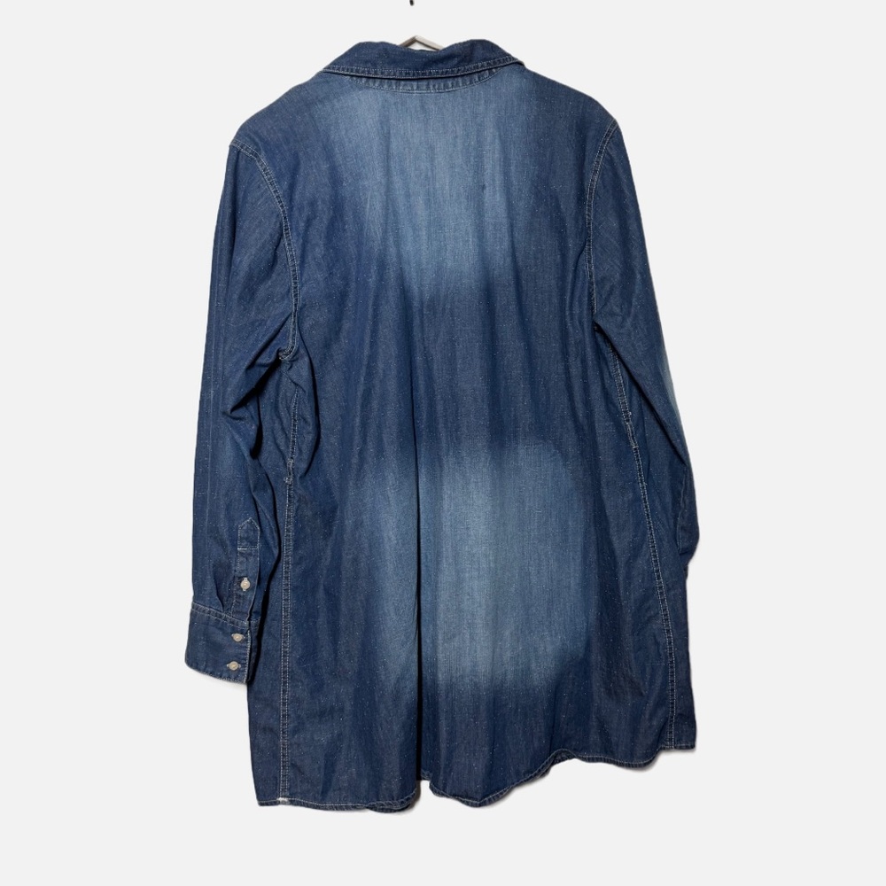 Bit & Bridle western style chambray denim shirt dress 1X cowgirl rodeo - Picture 2 of 9